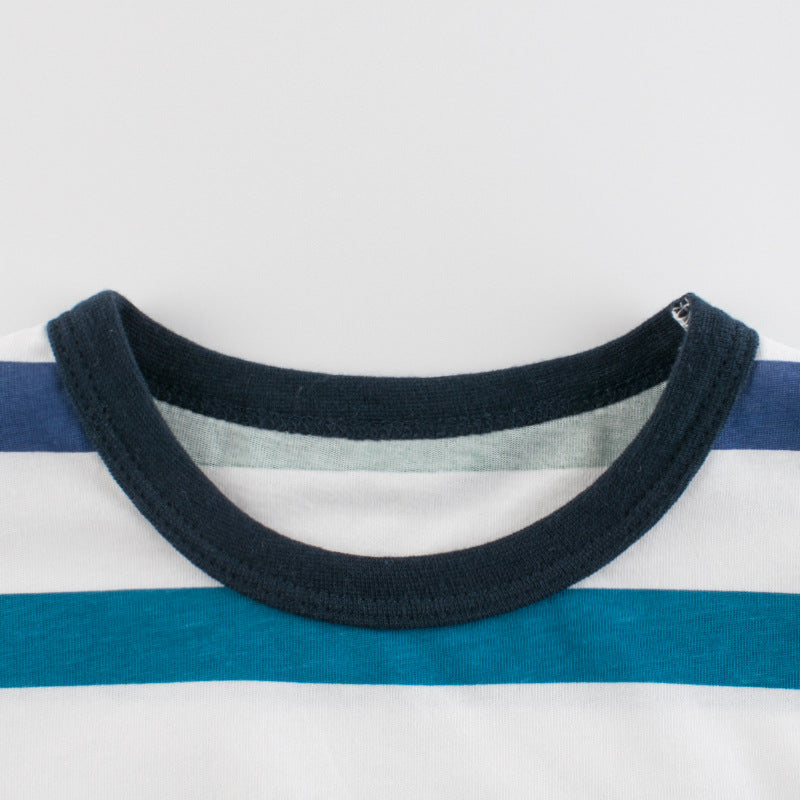 Summer Boys' Striped Short Sleeve Baby Clothing