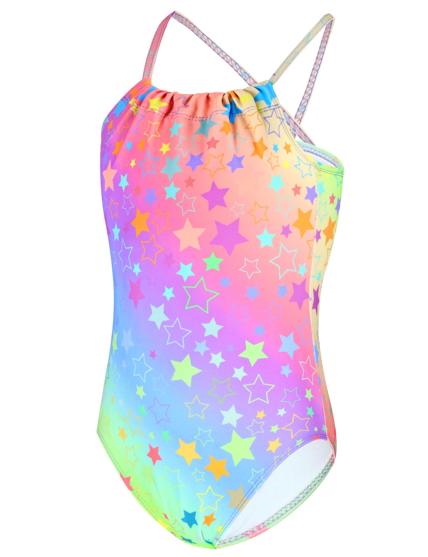 Swimsuit for Girls Bathing Suits Size 10-12 Years Old Colorful Stars Summer Surfing Beach Kids Halter One Piece Swimwear