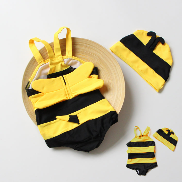 Cute Cartoon Bee Kids' One-Piece Swimsuit Outfit