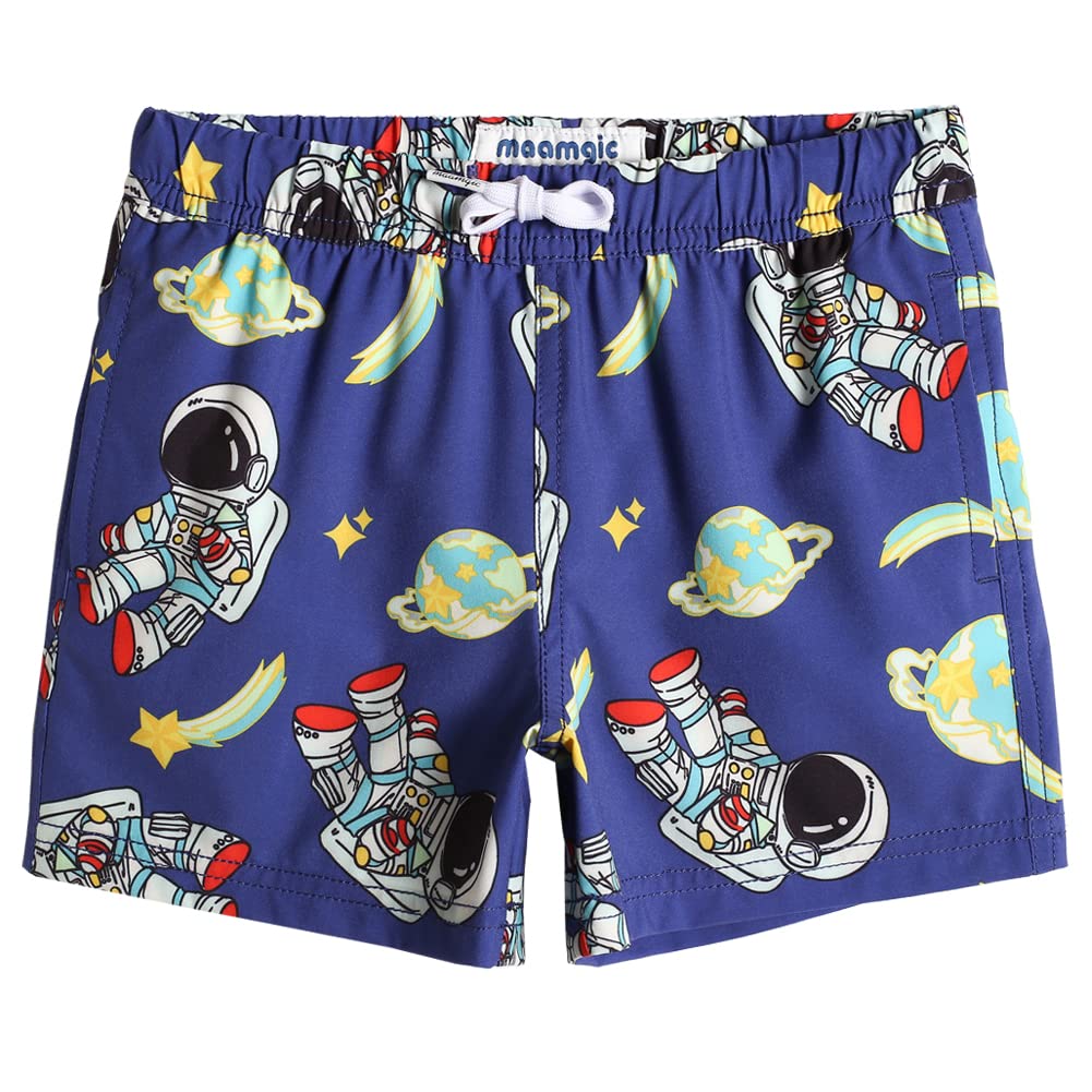 maamgic Boys Swim Trunks Stretch Quick Dry Swim Shorts Kids Bathing Suits Toddler Boy Swimsuit Swimwear Astronaut Navy 10/12