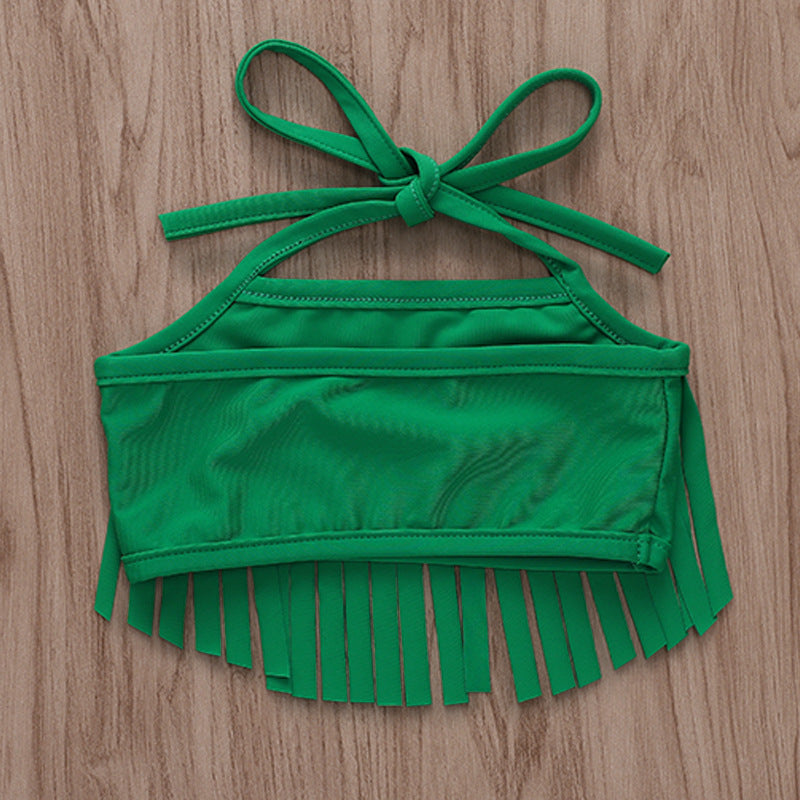 Pineapple Print Tassel Strap Swimsuit Set for Kids