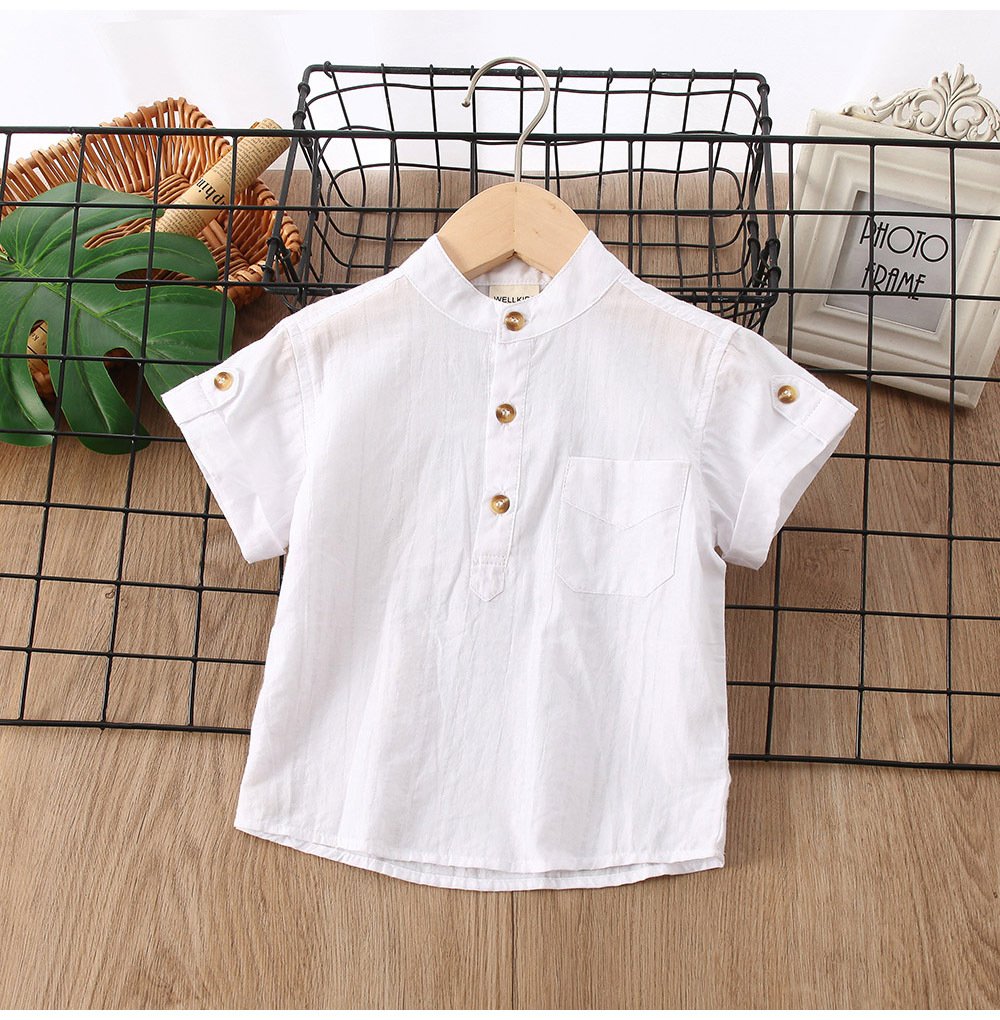 Boys' Solid Color Short Sleeve Summer Shirt