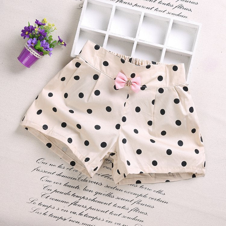 Summer Girls' Bowtie Casual Shorts (Kids' Clothing)