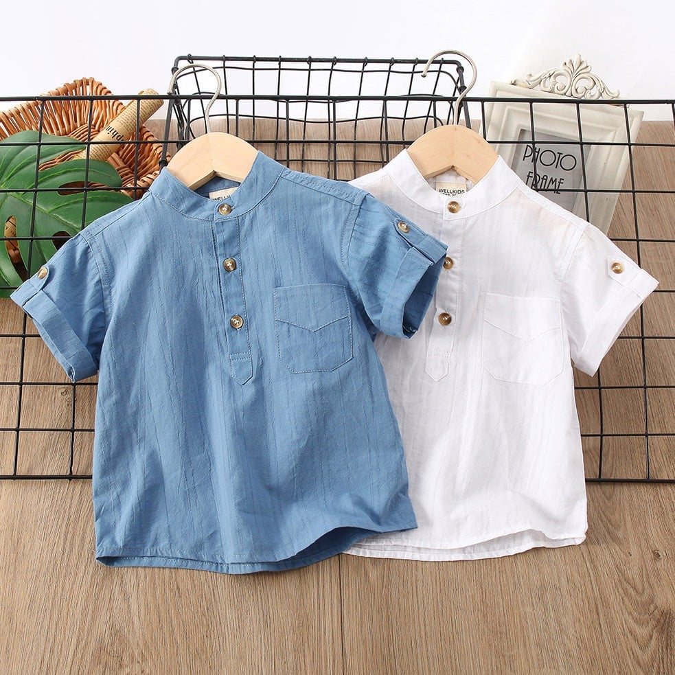 Boys' Solid Color Short Sleeve Summer Shirt