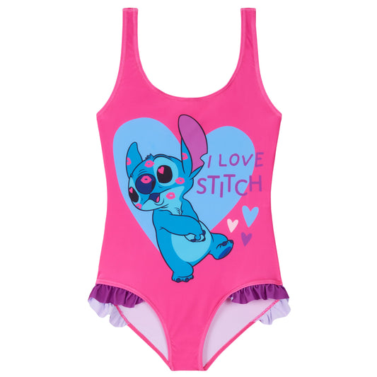 Disney Girls Beachwear One-Piece - Pink Stitch 11-12