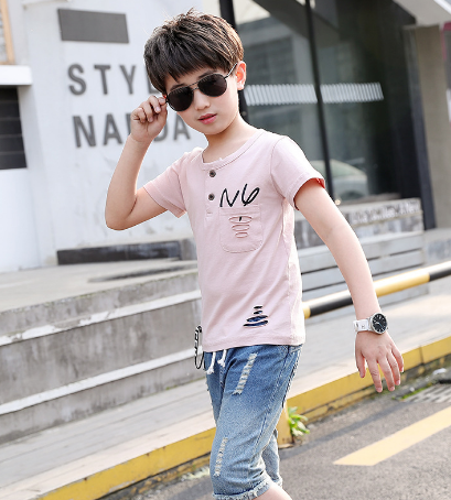 Summer Boys' T-Shirt and Denim Shorts Set (2pcs)
