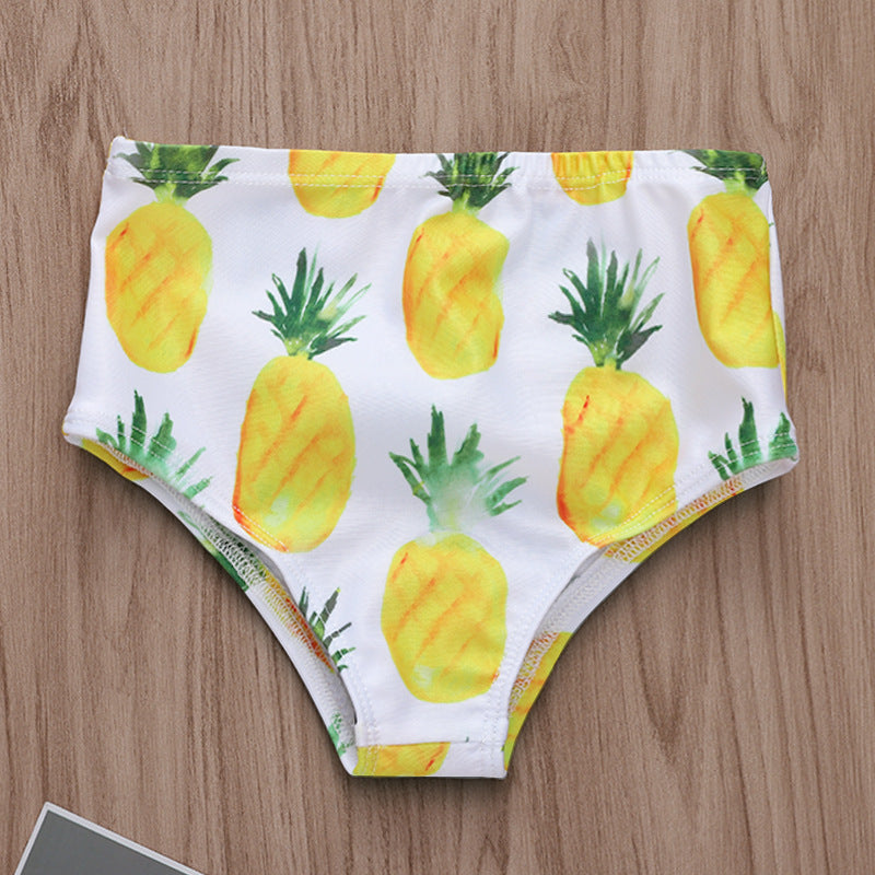 Pineapple Print Tassel Strap Swimsuit Set for Kids