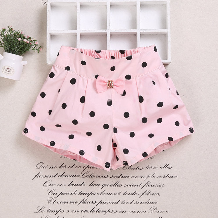 Summer Girls' Bowtie Casual Shorts (Kids' Clothing)