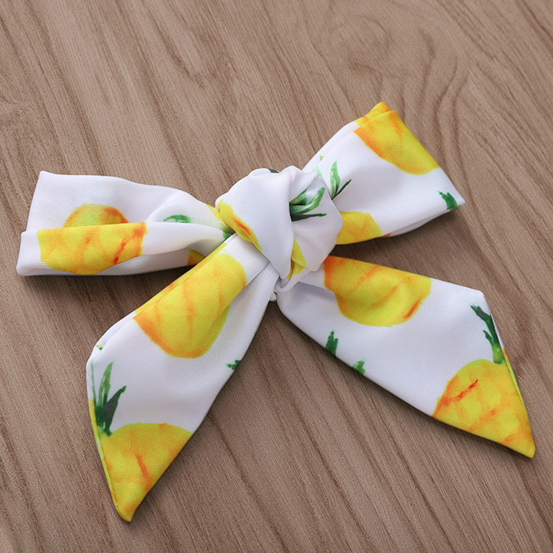 Pineapple Print Tassel Strap Swimsuit Set for Kids