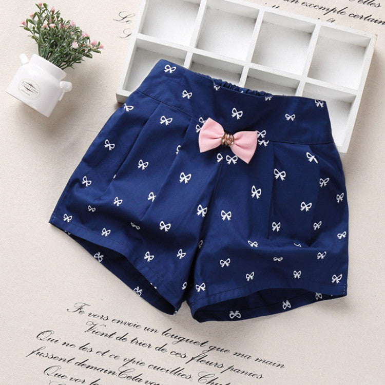 Summer Girls' Bowtie Casual Shorts (Kids' Clothing)