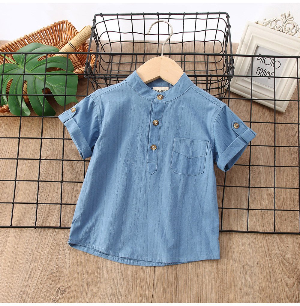 Boys' Solid Color Short Sleeve Summer Shirt