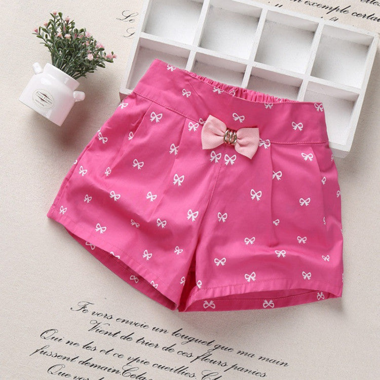Summer Girls' Bowtie Casual Shorts (Kids' Clothing)