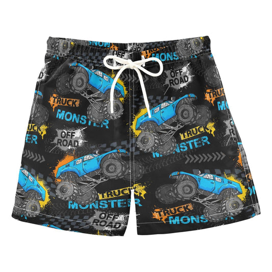 JHKKU Boys Swim Trunks Monster Truck Beach Board Shorts Kids Swimsuit Quick Dry Bathing Suits with Lining 3T