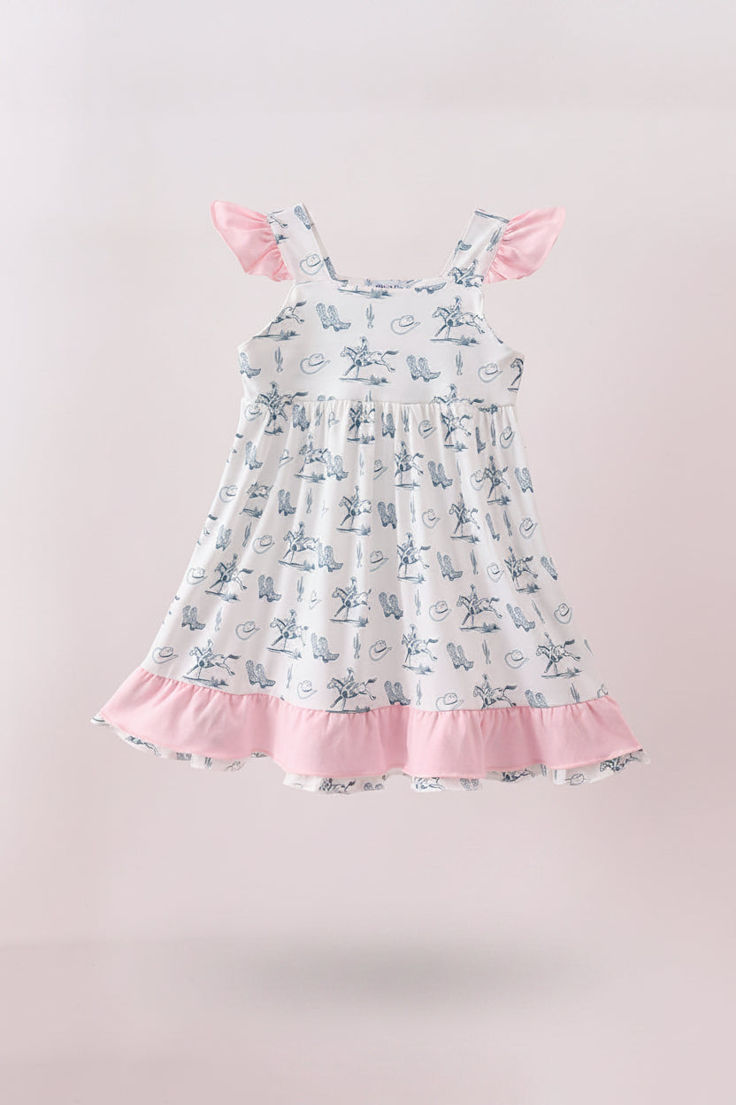 Pink Cowboy Ruffle Dress