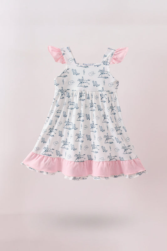 Pink Cowboy Ruffle Dress