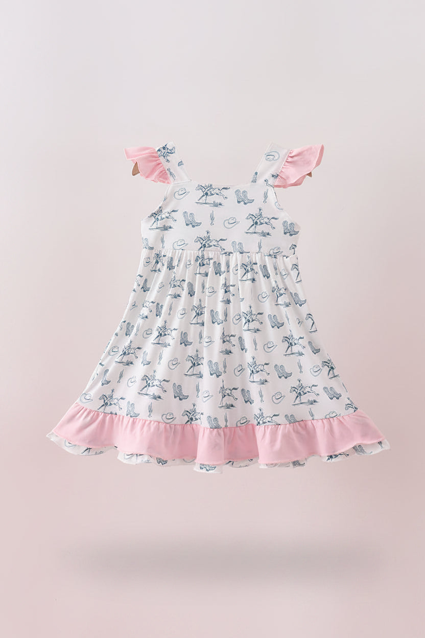 Pink Cowboy Ruffle Dress