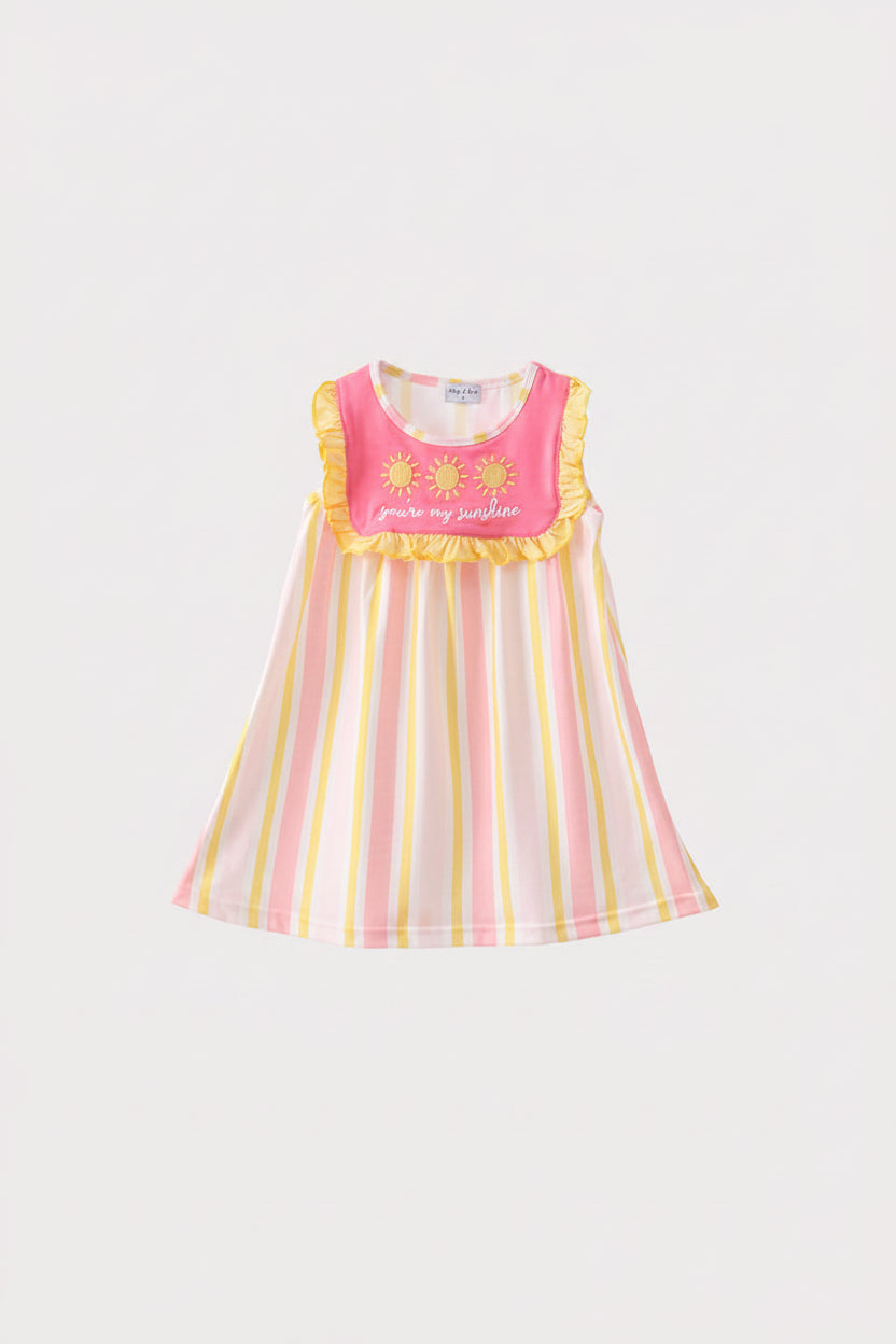 Girls' You're My Sunshine Embroidery Stripe Dress