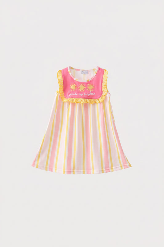 Girls' You're My Sunshine Embroidery Stripe Dress