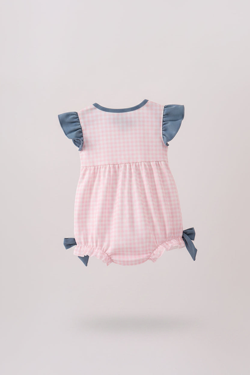 Pink Apple Plaid Embroidered Bubble