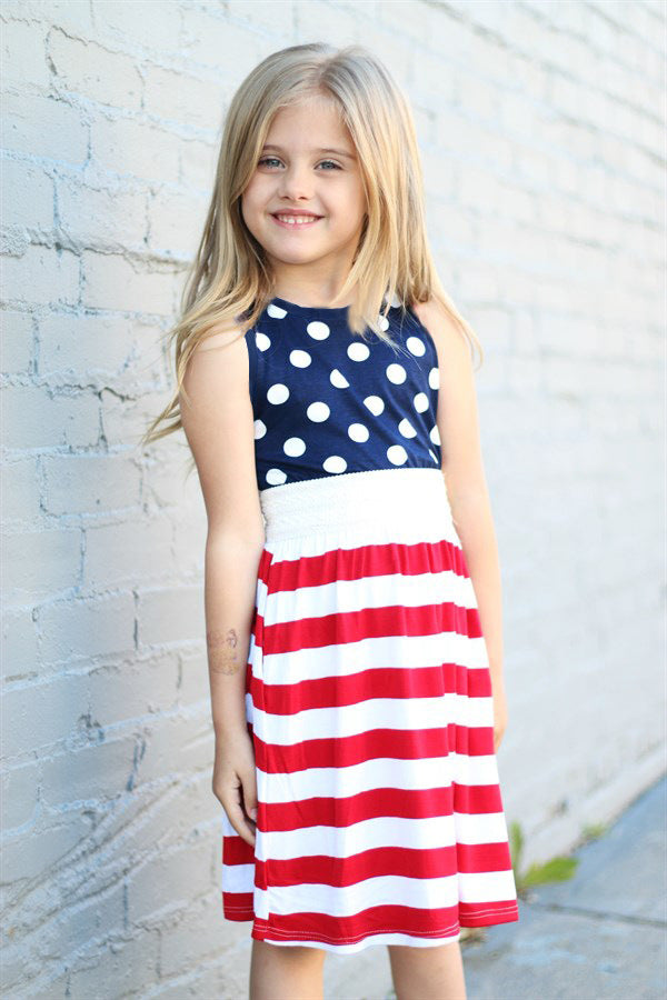 American Independence Day Striped Polka Dot Dress
