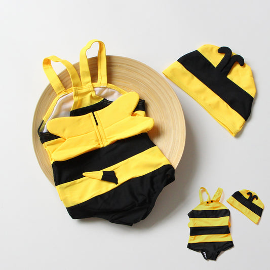 Cute Cartoon Bee Kids' One-Piece Swimsuit Outfit