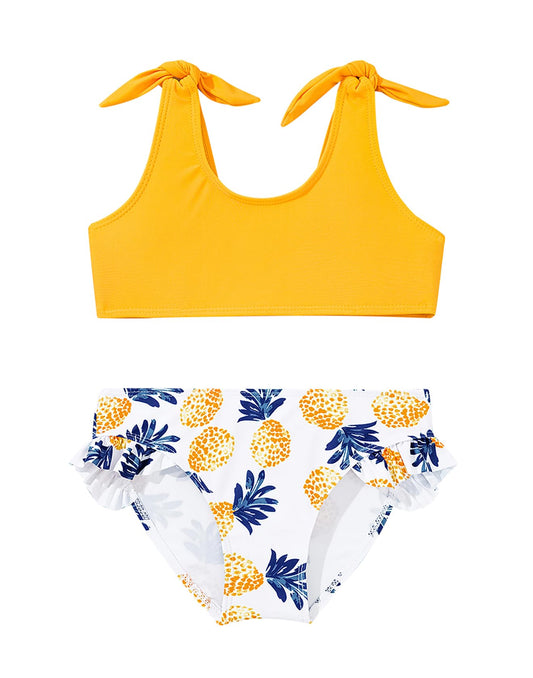ADXSUN Toddler Girls Swimsuit Color Block Swimwear Kids Two Piece Bathing Suits Bowknot Beach Bikini Set
