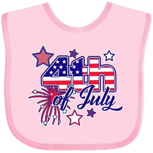 4th of July Fireworks Stars & American Flag Baby Bib