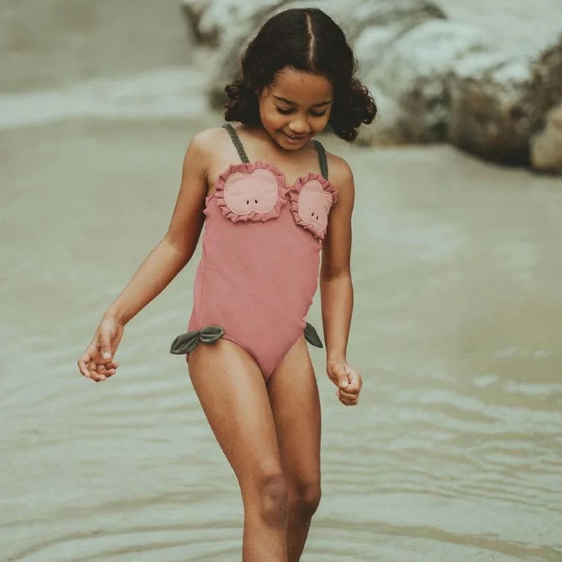 Quick Drying Cute Girl's Suspender Swimsuit