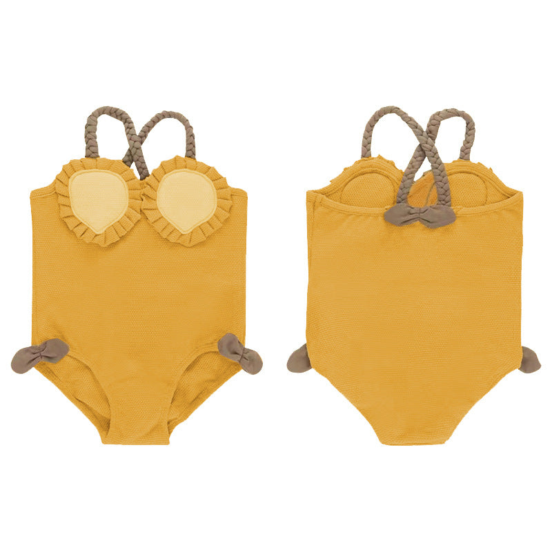 Quick Drying Cute Girl's Suspender Swimsuit