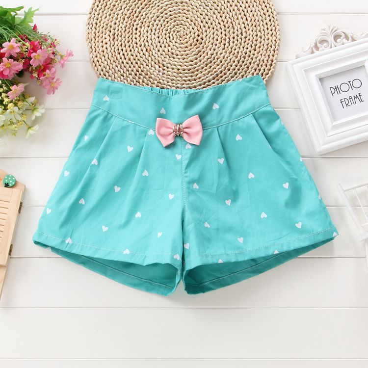 Summer Girls' Bowtie Casual Shorts (Kids' Clothing)