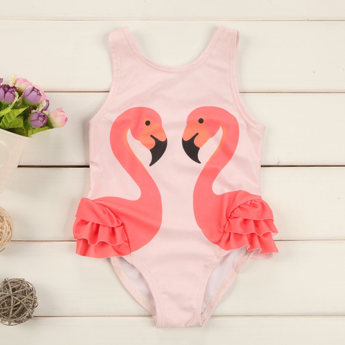 Summer New Black Swan Flamingo Kids Swimsuit